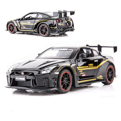 1:32 Scale Sport Race Skyline R35 Toy Car Diecast Metal Cars Pull Back Cars Toys with Sound and Light For Kids Gifts