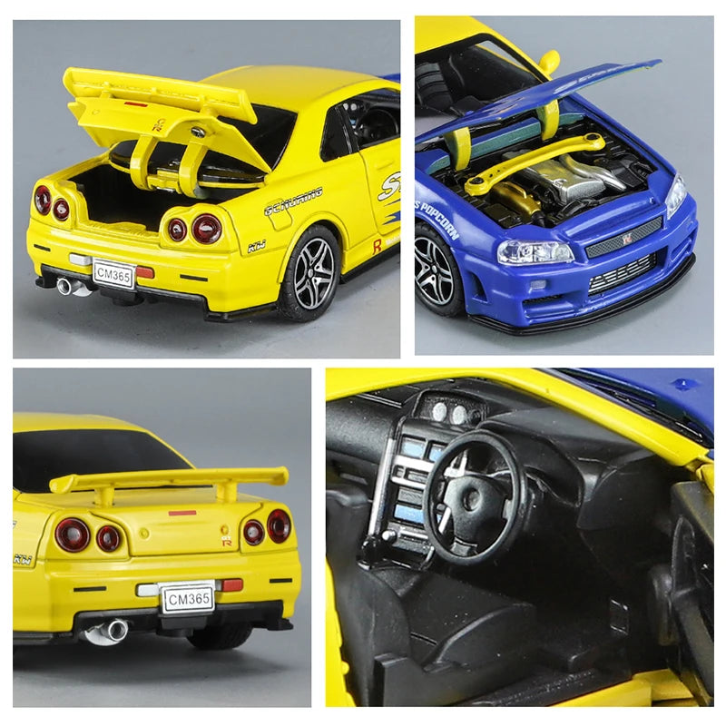 1:32 GTR R34 SKYLINE Fast Alloy Car Model Diecasts & Toy Vehicles – Fast & Furious Cars