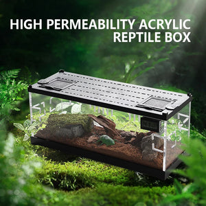 Acrylic Reptile Breeding Box with LED Lizards Snakes Winter Incubator with Heating Pads Reptiles Feeding Box Anti-escape Cages