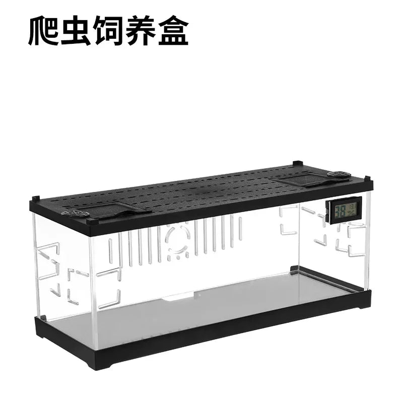 Acrylic Reptile Breeding Box with LED Lizards Snakes Winter Incubator with Heating Pads Reptiles Feeding Box Anti-escape Cages