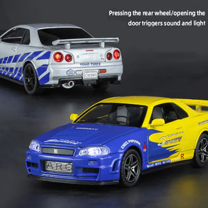 1:32 GTR R34 SKYLINE Fast Alloy Car Model Diecasts & Toy Vehicles – Fast & Furious Cars