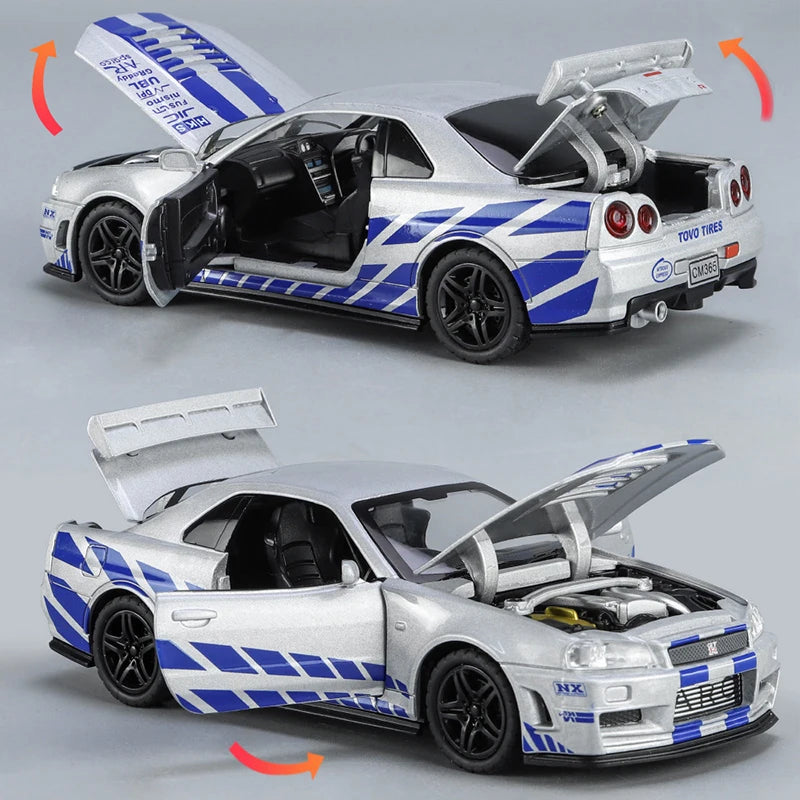 1:32 GTR R34 SKYLINE Fast Alloy Car Model Diecasts & Toy Vehicles – Fast & Furious Cars