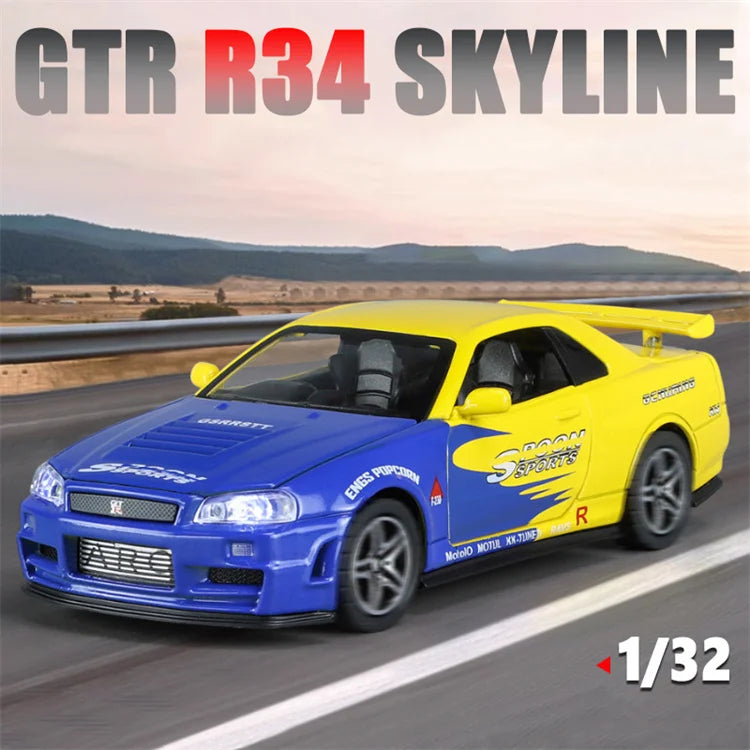 1:32 GTR R34 SKYLINE Fast Alloy Car Model Diecasts & Toy Vehicles – Fast & Furious Cars