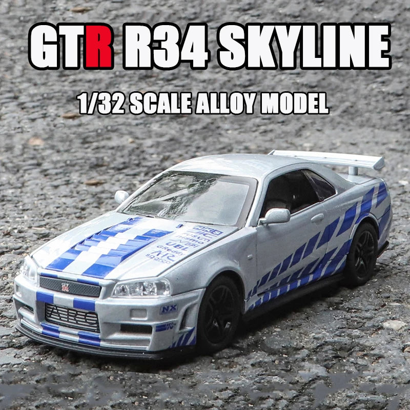 1:32 GTR R34 SKYLINE Fast Alloy Car Model Diecasts & Toy Vehicles – Fast & Furious Cars