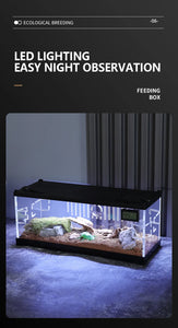 Acrylic Reptile Breeding Box with LED Lizards Snakes Winter Incubator with Heating Pads Reptiles Feeding Box Anti-escape Cages